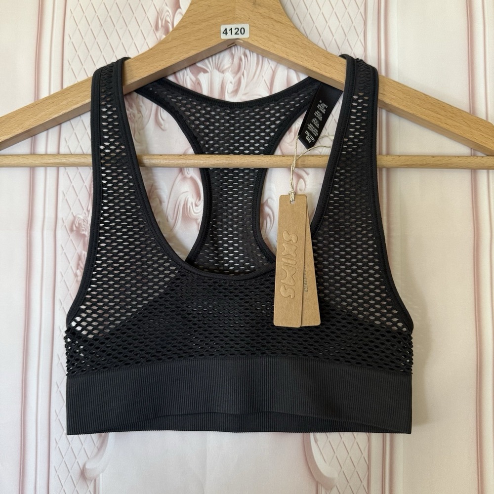 NWT SKIMS Perforated Seamless Racerback Scoop Bralette Onyx Black Sz XXS Stretch